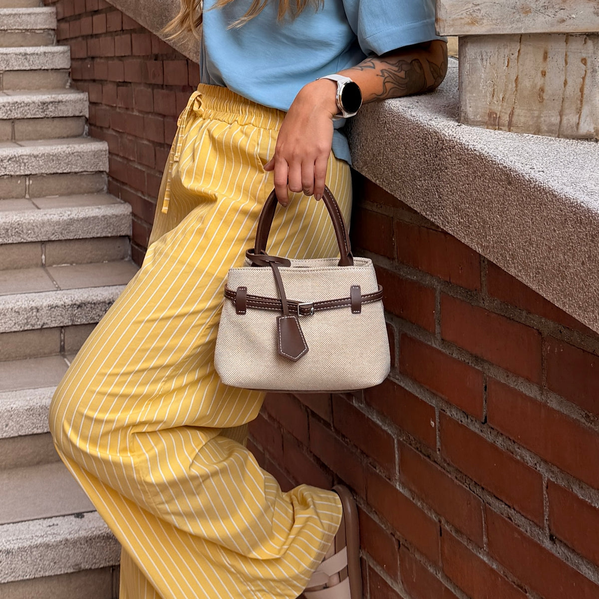 Bolso satchel lona